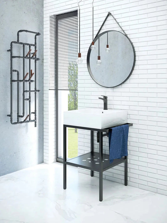 DEANTE Temisto Freistehende Badkonsole mit Waschbecken - 66.5 x 50 cm // Weiß, Nero // CDTS6U6S erhältlich bei Twoda Shop