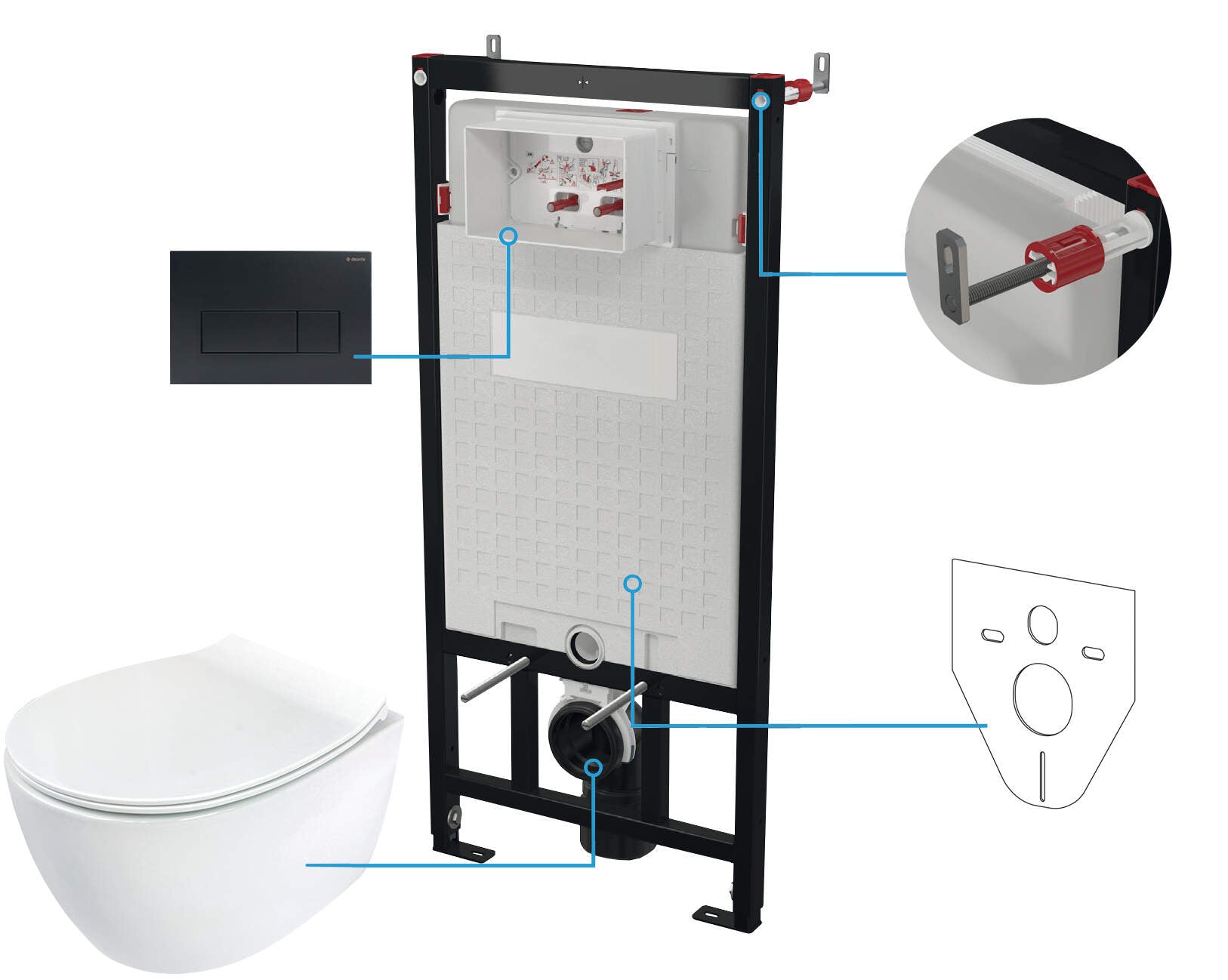 DEANTE Silia Unterputz - WC - Set 6 - in - 1 // Weiß - Nero // CDLN6ZPW erhältlich bei Twoda Shop