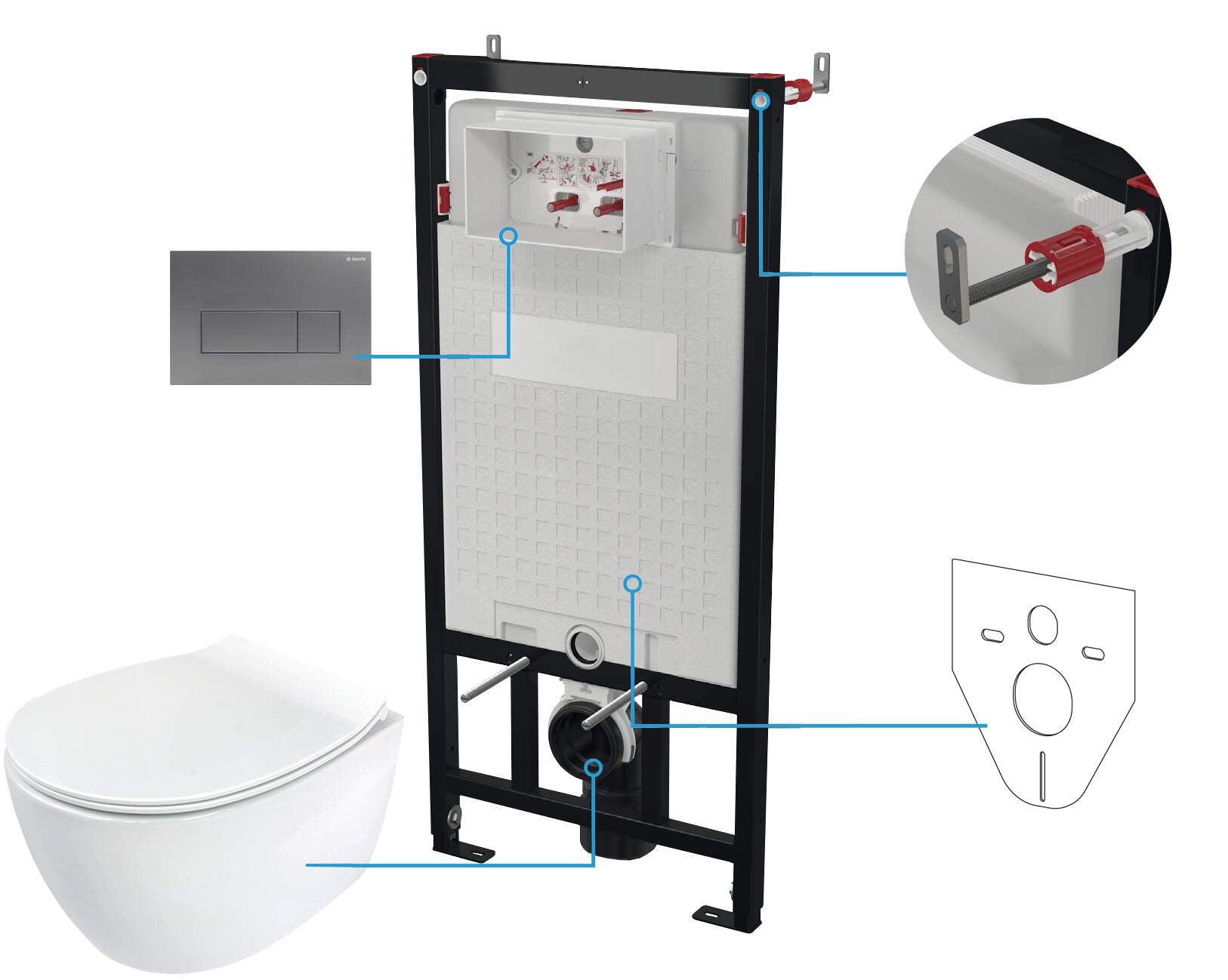 DEANTE Silia Unterputz - WC - Set 6 - in - 1 // Weiß - Titanium // CDLT6ZPW erhältlich bei Twoda Shop