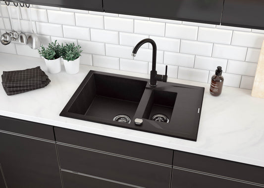 DEANTE Andante Granitspülbecken mit Abtropffläche - 1.5 - Becken // Graphit // ZQN - 2513 erhältlich bei Twoda Shop