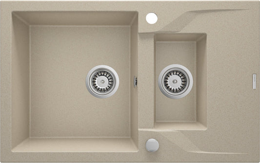 DEANTE Andante Granitspülbecken mit Abtropffläche - 1.5 - Becken // Sand // ZQN - 7513 erhältlich bei Twoda Shop