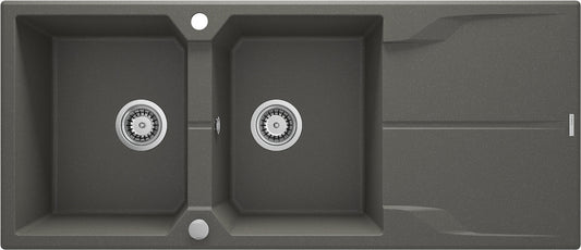 DEANTE Andante Granitspülbecken mit Abtropffläche - 2 Becken // Anthrazit Metallic // ZQN - T213 erhältlich bei Twoda Shop