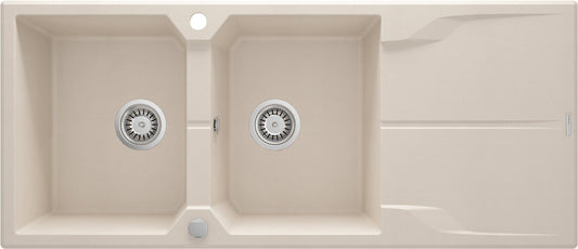 DEANTE Andante Granitspülbecken mit Abtropffläche - 2 Becken // Beige // ZQN - 5213 erhältlich bei Twoda Shop