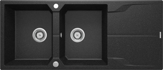 DEANTE Andante Granitspülbecken mit Abtropffläche - 2 Becken // Graphit // ZQN - 2213 erhältlich bei Twoda Shop