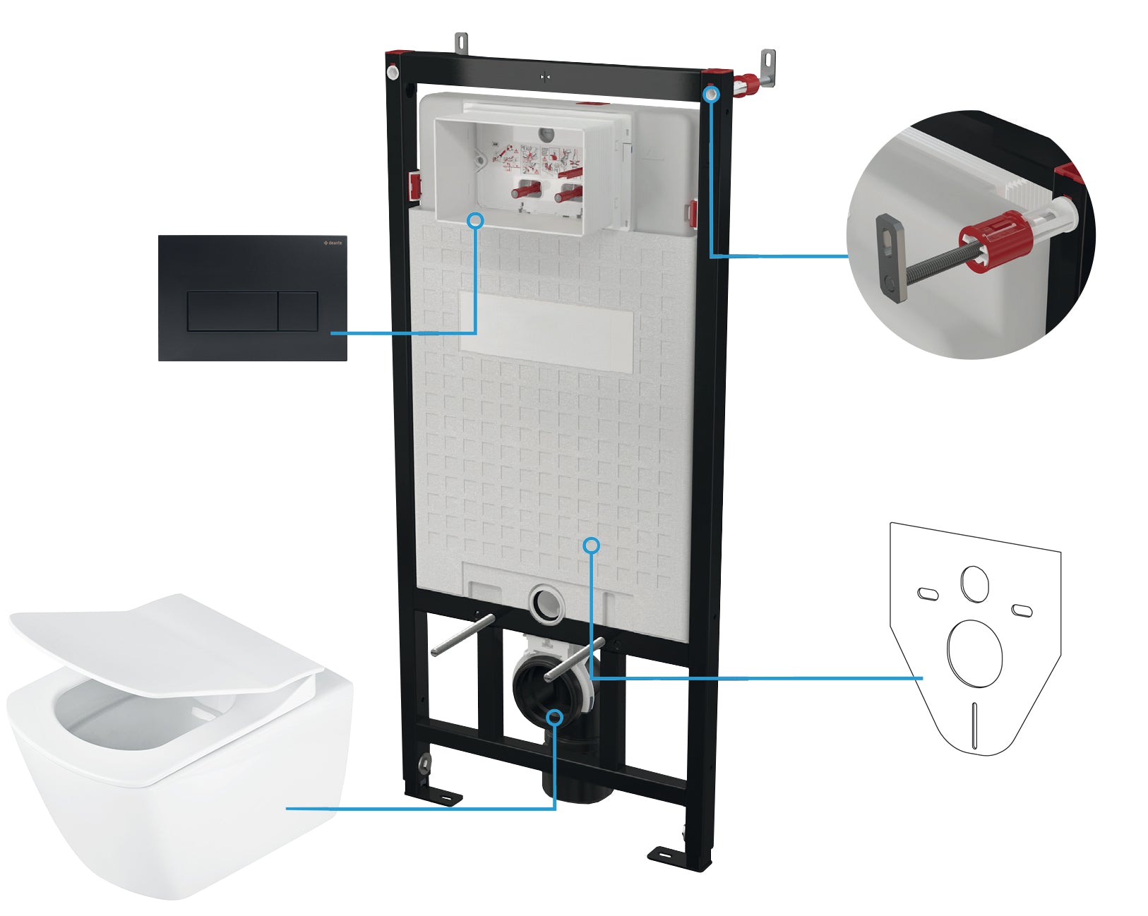 DEANTE Blur Unterputz - WC - Set 6 - in - 1 // Weiß - Nero // CDZN6ZPW erhältlich bei Twoda Shop