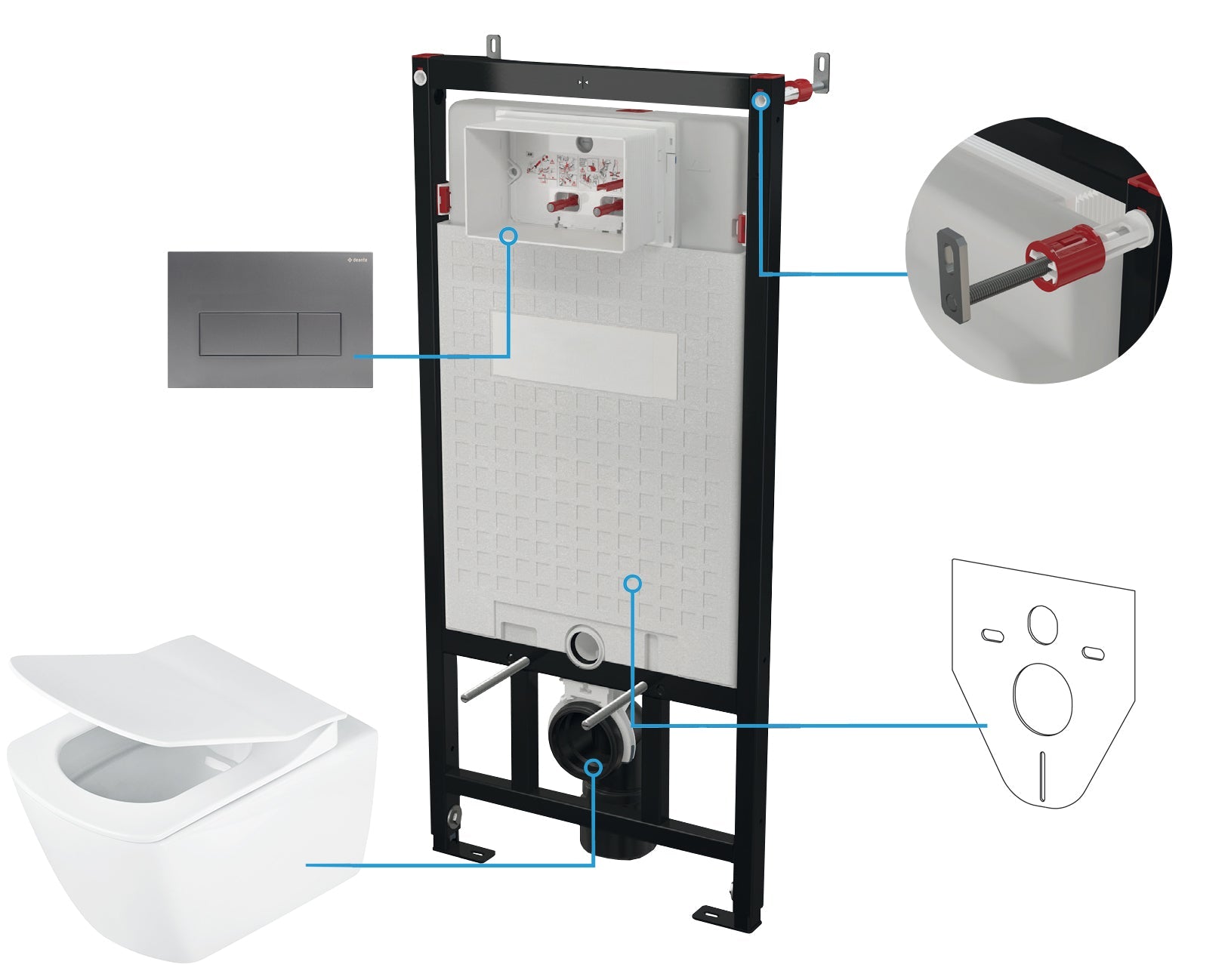 DEANTE Blur Unterputz - WC - Set 6 - in - 1 // Weiß - Titanium // CDZT6ZPW erhältlich bei Twoda Shop