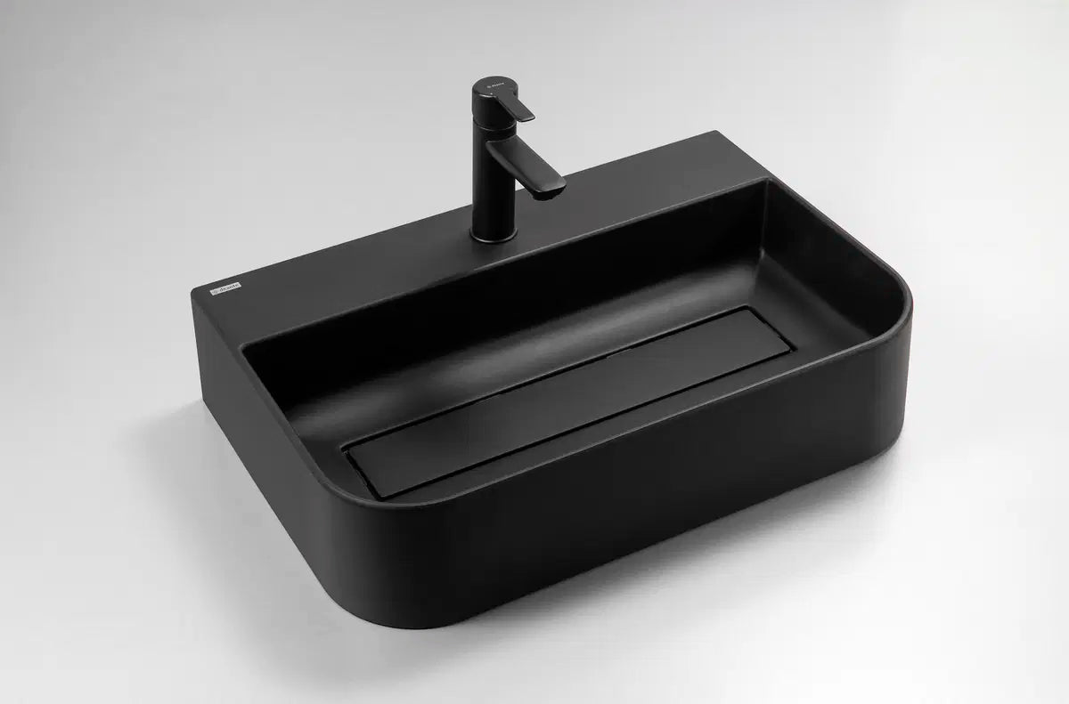 DEANTE Arnika Granit Aufsatzwaschbecken mit Armaturenbank // Nero // CQA - NU6S erhältlich bei Twoda Shop
