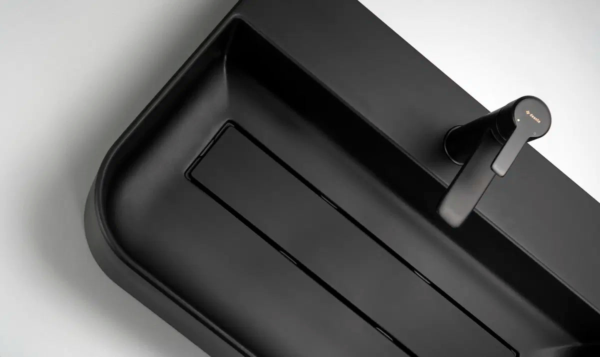 DEANTE Arnika Granit Aufsatzwaschbecken mit Armaturenbank // Nero // CQA - NU6S erhältlich bei Twoda Shop