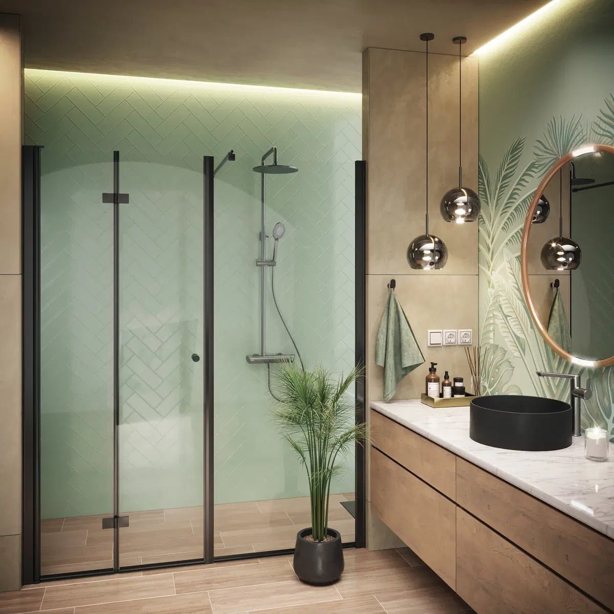 DEANTE Arnika Regendusche mit Duscharmatur // Titanium // NAC - D1QK erhältlich bei Twoda Shop
