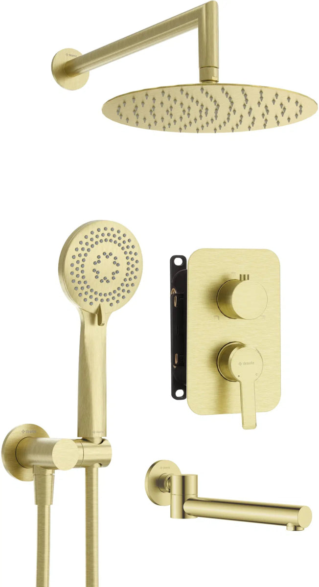 DEANTE Arnika Unterputz - Duschset mit Mischbox und Wannenauslauf // gebürstetes Gold // BXYYRQAM erhältlich bei Twoda Shop