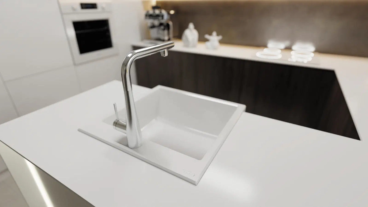 DEANTE Eridan Granit - Landhausspülbecken // Alabaster // ZQE - A10K erhältlich bei Twoda Shop