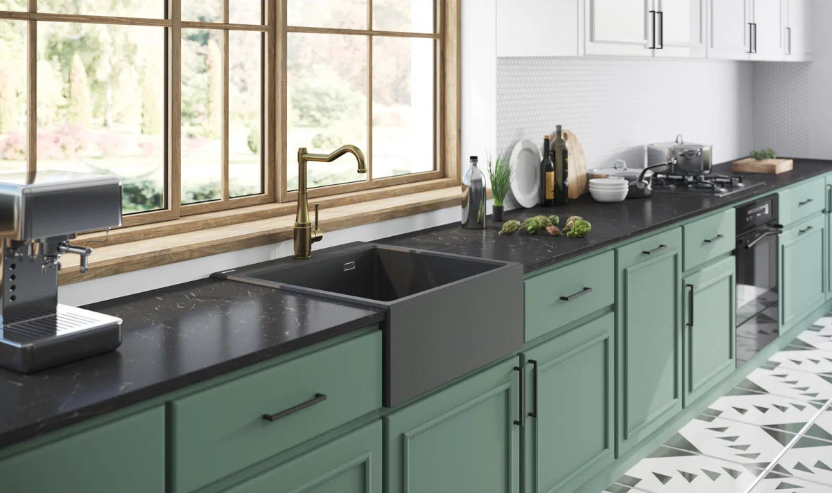 DEANTE Eridan Granit - Landhausspülbecken // Grau Metallic // ZQE - S10K erhältlich bei Twoda Shop