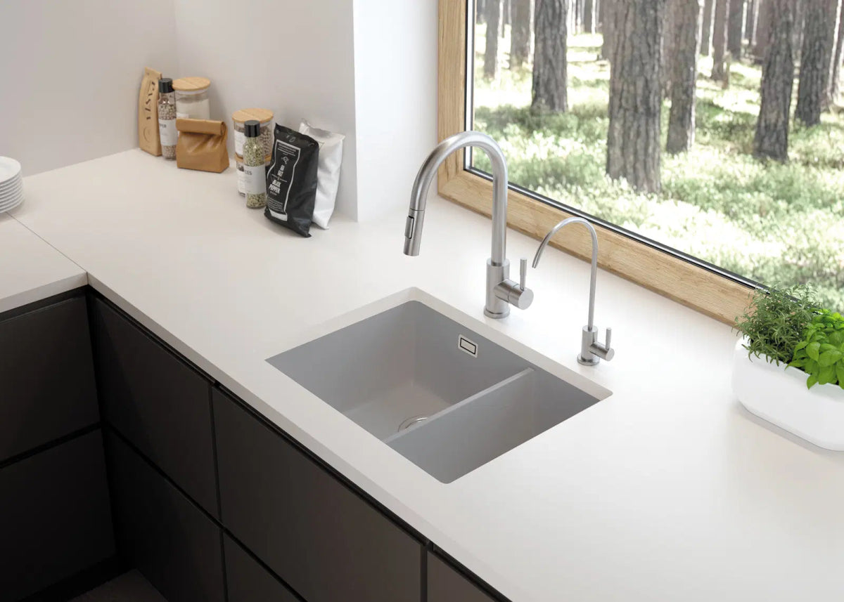 DEANTE Eridan Granitspülbecken - 1.5 - Becken // Grau Metallic // ZQE - S503 erhältlich bei Twoda Shop