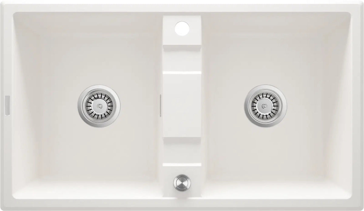 DEANTE Eridan Granitspülbecken - 2 Becken // Alabaster // ZQE - A203 erhältlich bei Twoda Shop