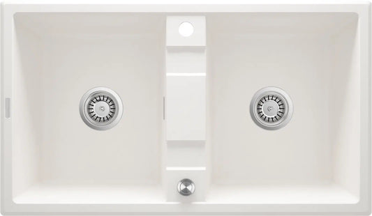 DEANTE Eridan Granitspülbecken - 2 Becken // Alabaster // ZQE - A203 erhältlich bei Twoda Shop