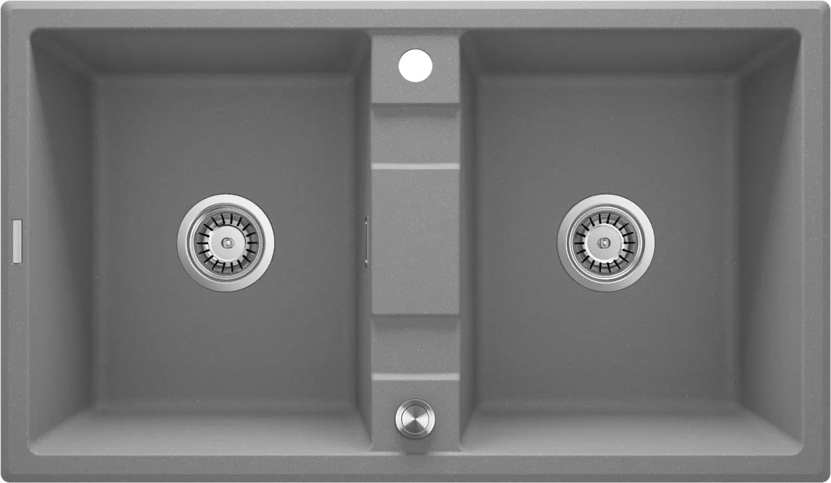 DEANTE Eridan Granitspülbecken - 2 Becken // Grau Metallic // ZQE - S203 erhältlich bei Twoda Shop