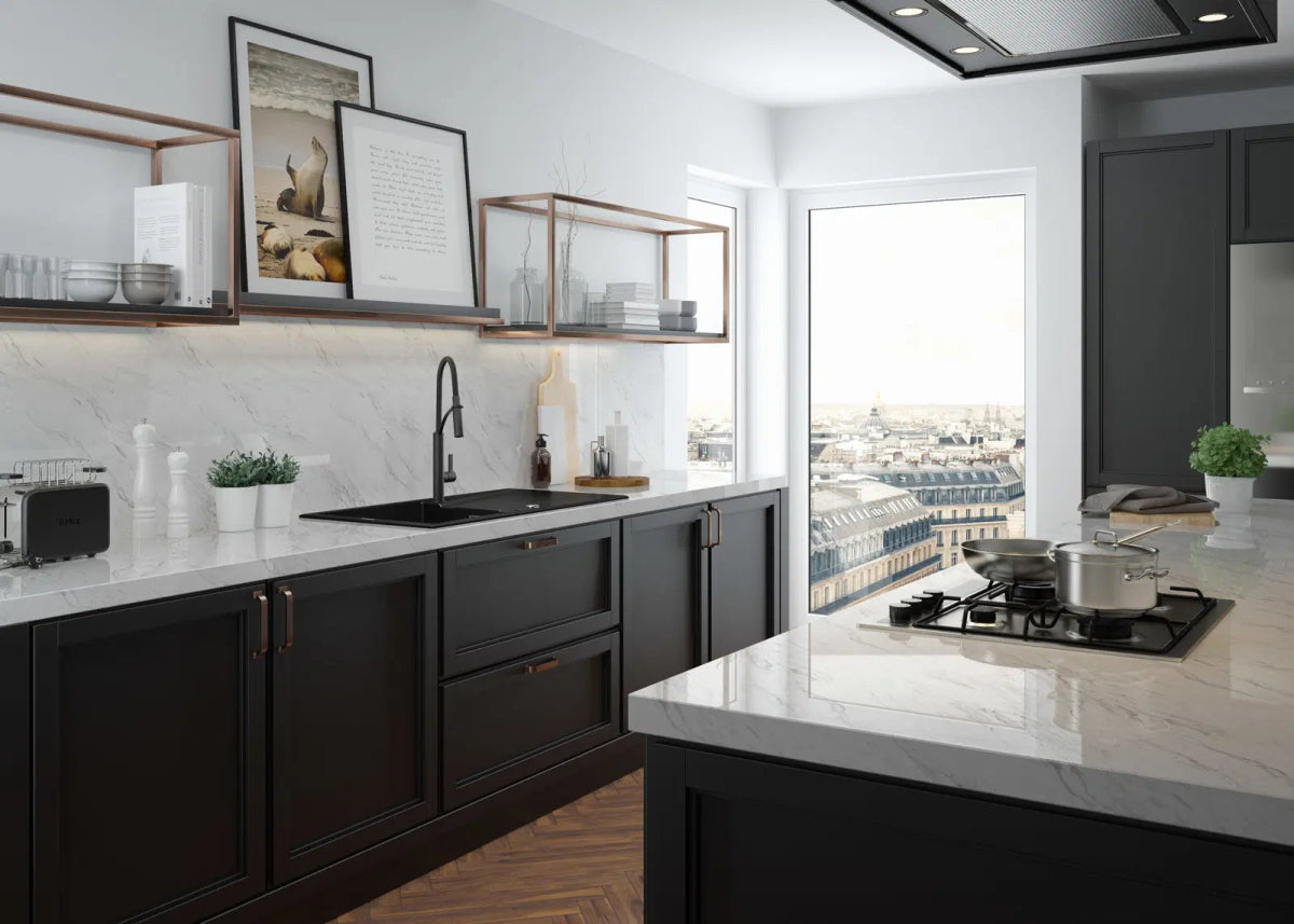 DEANTE Eridan Granitspülbecken mit Abtropffläche // Nero // ZQE - N713 erhältlich bei Twoda Shop