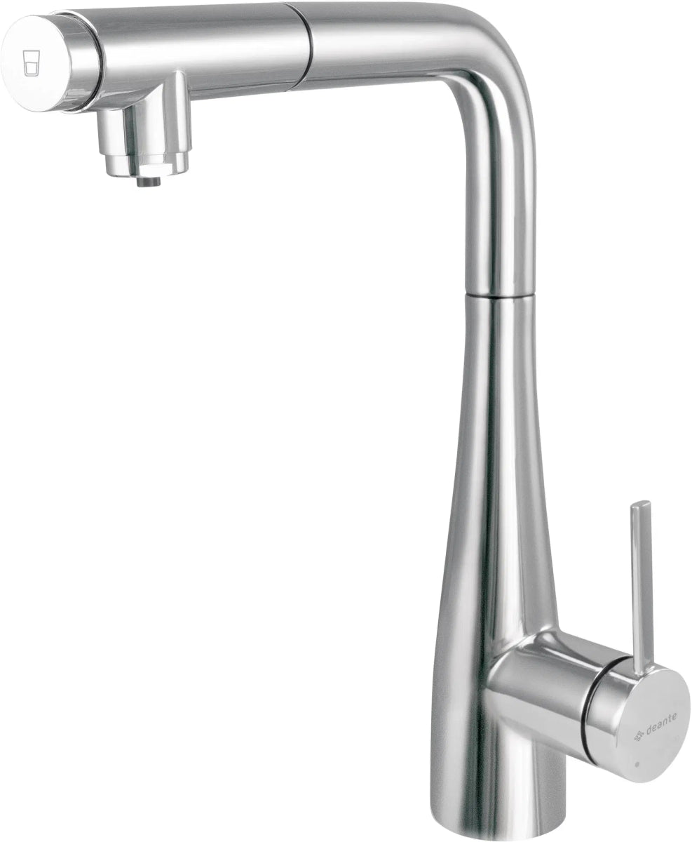 DEANTE Eridan Küchenarmatur mit Anschluss für Wasserfilter und ausziehbarer Auslaufbrause // Chrom // BRE - 075M erhältlich bei Twoda Shop