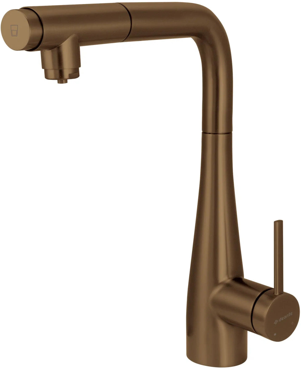 DEANTE Eridan Küchenarmatur mit Anschluss für Wasserfilter und ausziehbarer Auslaufbrause // gebürstete Bronze // BRE - C75M erhältlich bei Twoda Shop