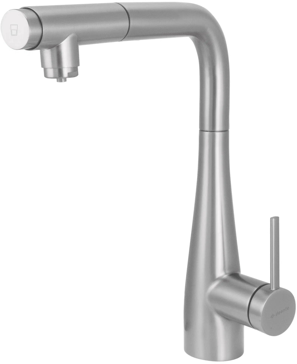 DEANTE Eridan Küchenarmatur mit Anschluss für Wasserfilter und ausziehbarer Auslaufbrause // gebürsteter Stahl // BRE - F75M erhältlich bei Twoda Shop