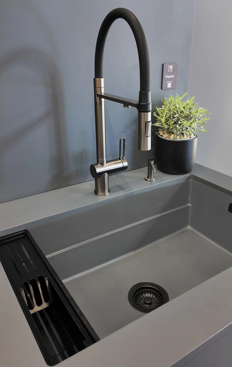 DEANTE Magnetic Granitspülbecken Magnetisch // Grau Metallic // ZRM - S10A erhältlich bei Twoda Shop