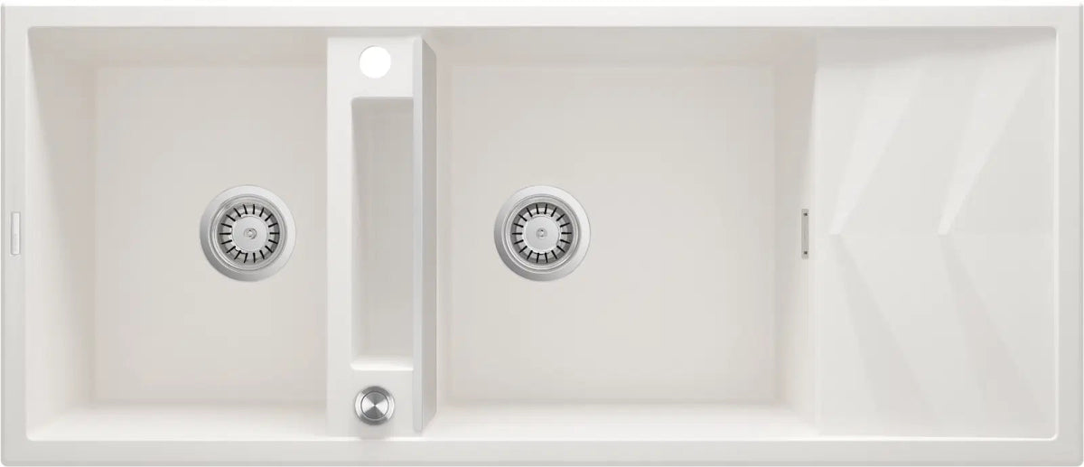 DEANTE Magnetic Granitspülbecken Magnetisch mit Abtropffläche - 2 Becken // Alabaster // ZRM - A213 erhältlich bei Twoda Shop