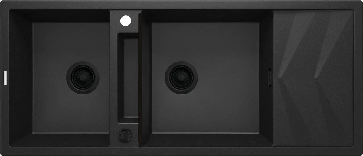 DEANTE Magnetic Granitspülbecken Magnetisch mit Abtropffläche - 2 Becken // Graphit Metallic // ZRM - G213 erhältlich bei Twoda Shop