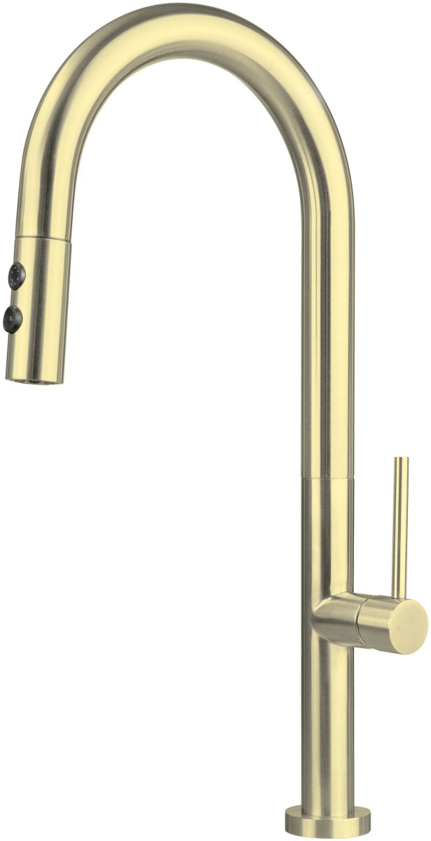 DEANTE Olfato Küchenarmatur mit ausziehbarem Auslauf – 2 Strahlarten // gebürstetes Gold // BQO - R72M erhältlich bei Twoda Shop