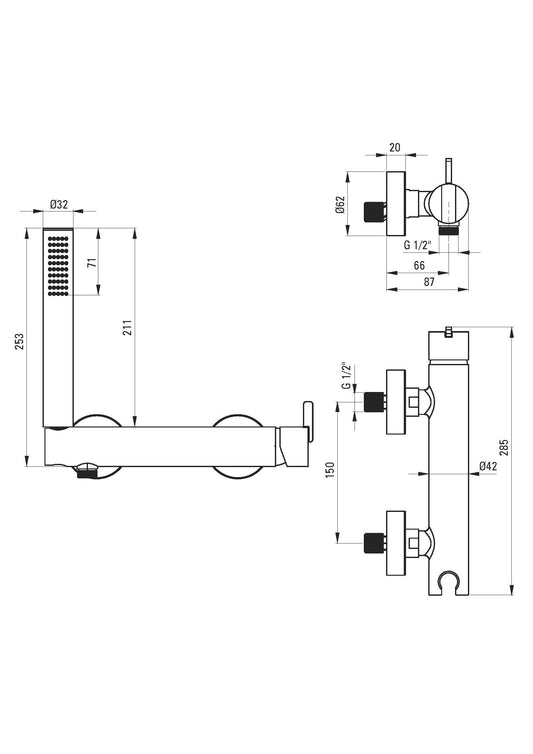 DEANTE Silia Duscharmatur mit Brausegarnitur // gebürstetes Gold // BQS - R41M erhältlich bei Twoda Shop