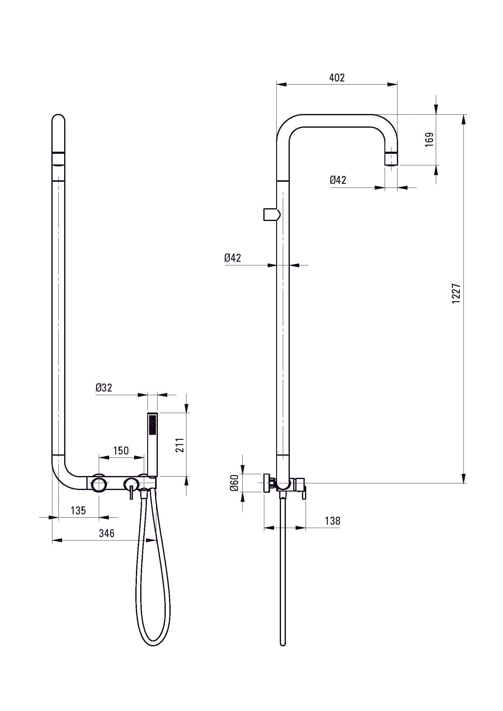 DEANTE Silia Duschsystem mit Regenbrause // gebürstete Bronze // NQS - C4XM erhältlich bei Twoda Shop