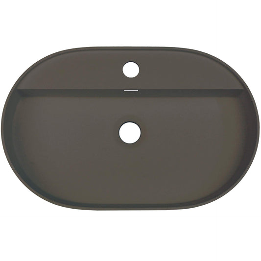 DEANTE Silia Granit - Aufsatzwaschbecken mit Armaturenbank - Oval // Anthrazit Metallic // CQS - TU6B erhältlich bei Twoda Shop