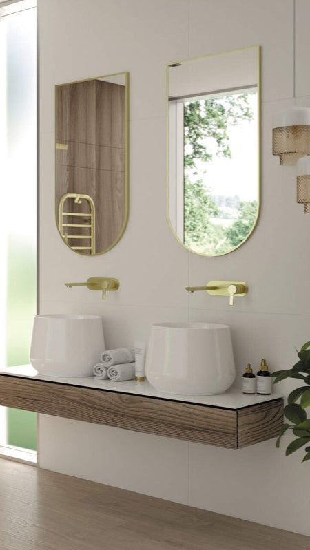 DEANTE Silia Hängespiegel mit Rahmen // gebürstetes Gold // ADI - R851 erhältlich bei Twoda Shop