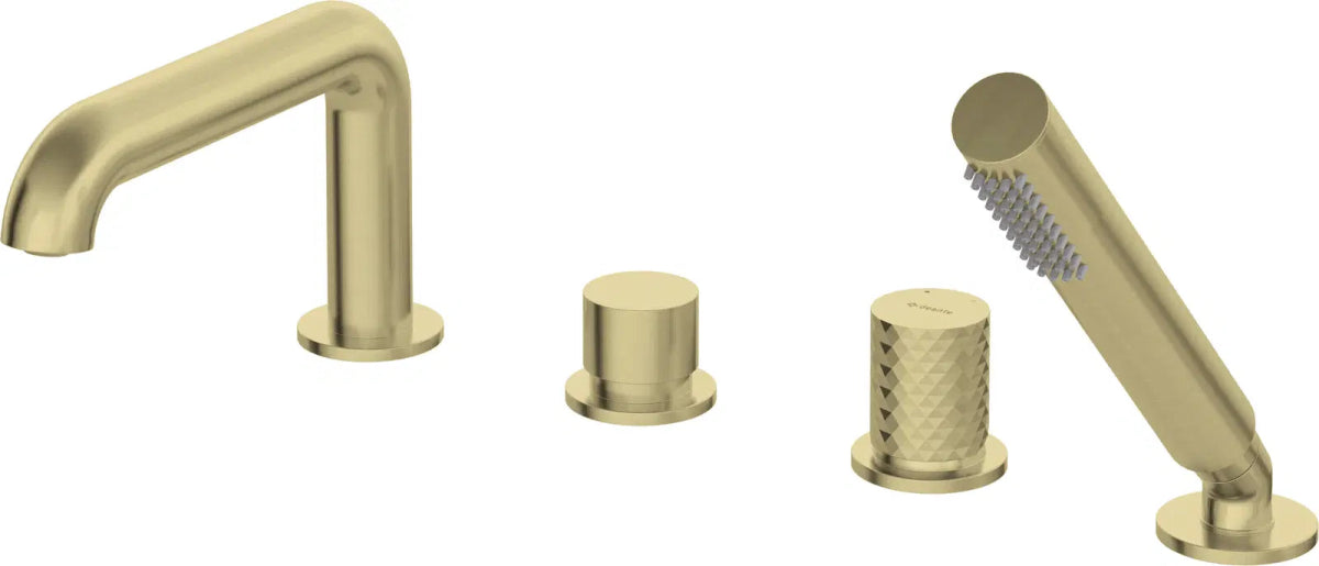 DEANTE Silia Hexa 4 - Loch - Wannenarmatur mit Brausegarnitur // gebürstetes Gold // BHS - R14M erhältlich bei Twoda Shop