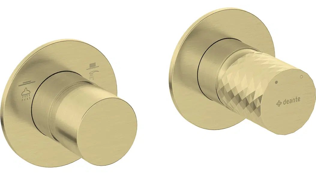 DEANTE Silia Hexa Duscharmatur mit Strahlschalter - Horizontal // gebürstetes Gold // BHS - R46P erhältlich bei Twoda Shop