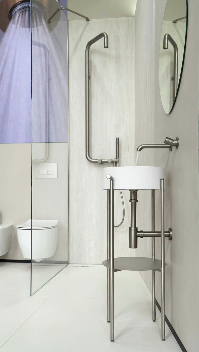 DEANTE Silia Hexa Duschsystem mit Regenbrause // gebürsteter Stahl // NHS - F4XM erhältlich bei Twoda Shop