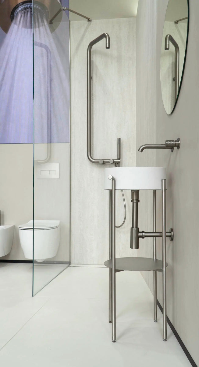 DEANTE Silia Hexa Duschsystem mit Regenbrause // gebürsteter Stahl // NHS - F4XM erhältlich bei Twoda Shop