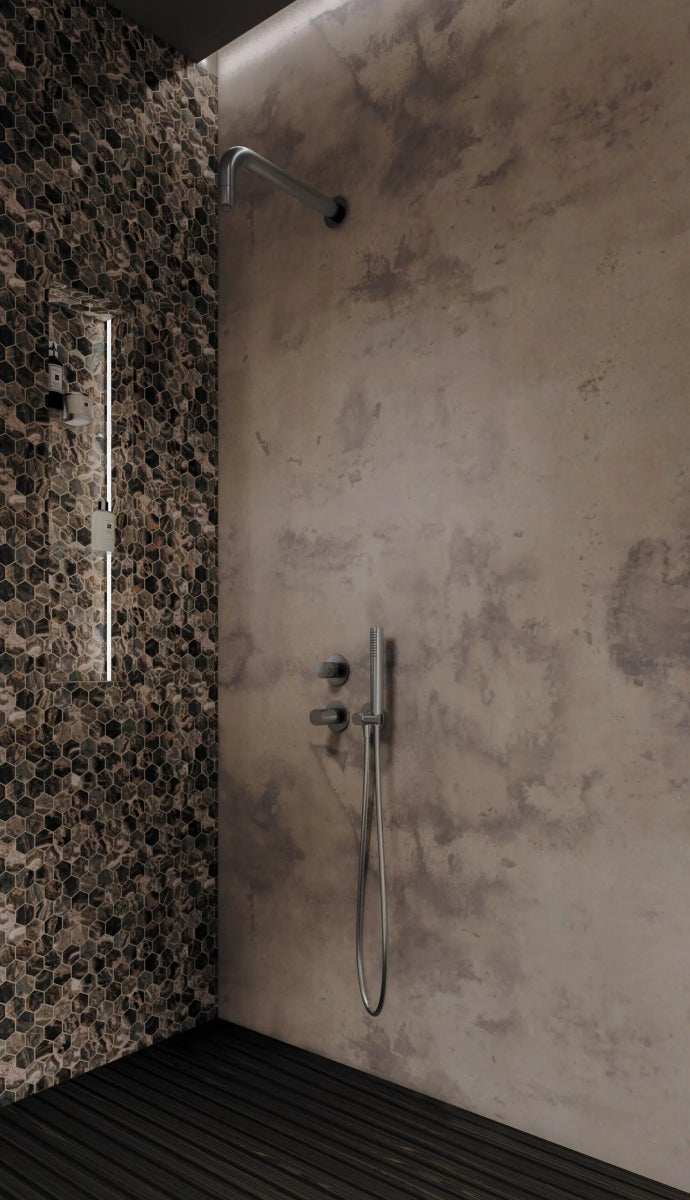 DEANTE Silia Hexa Unterputz - Duschset mit Handbrause // gebürsteter Stahl // NHS - F9XK erhältlich bei Twoda Shop