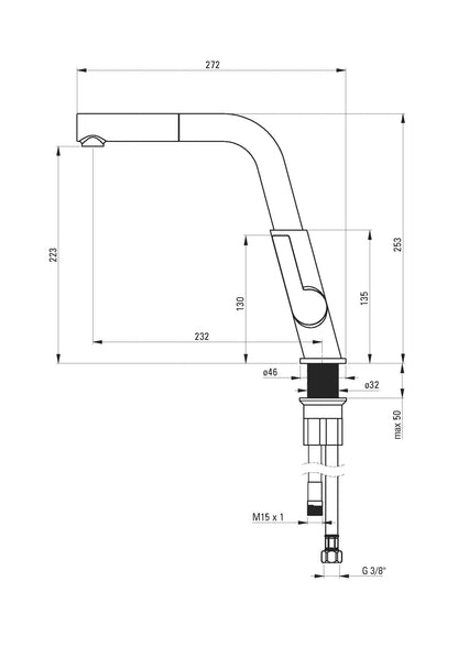 DEANTE Silia Küchenarmatur mit ausziehbarem Auslauf // gebürsteter Stahl - Nero // BQS - B730 erhältlich bei Twoda Shop