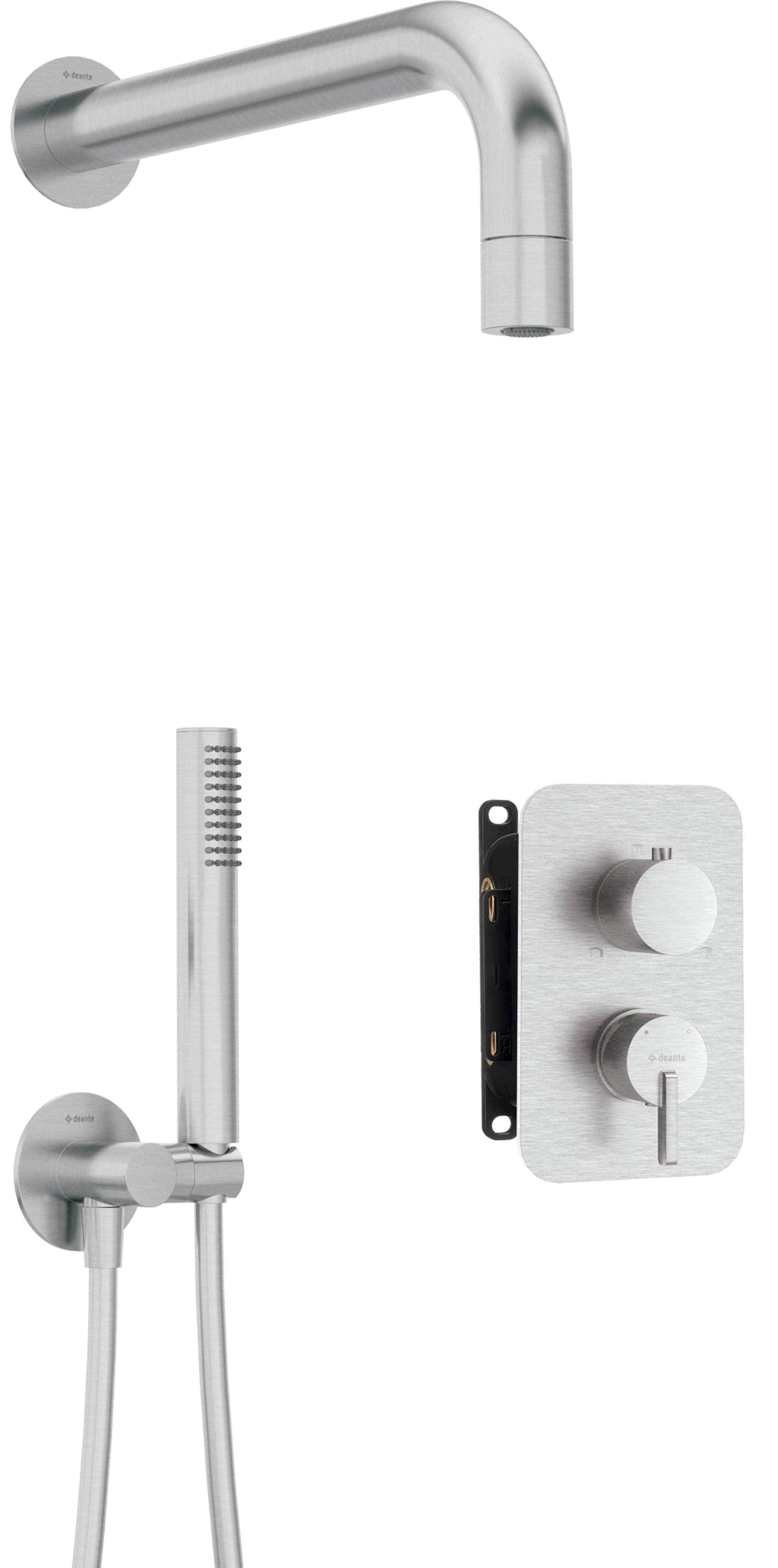 DEANTE Silia Unterputz - Duschset mit Mischbox und Duschkopf // gebürsteter Stahl // BXYZFQSM erhältlich bei Twoda Shop