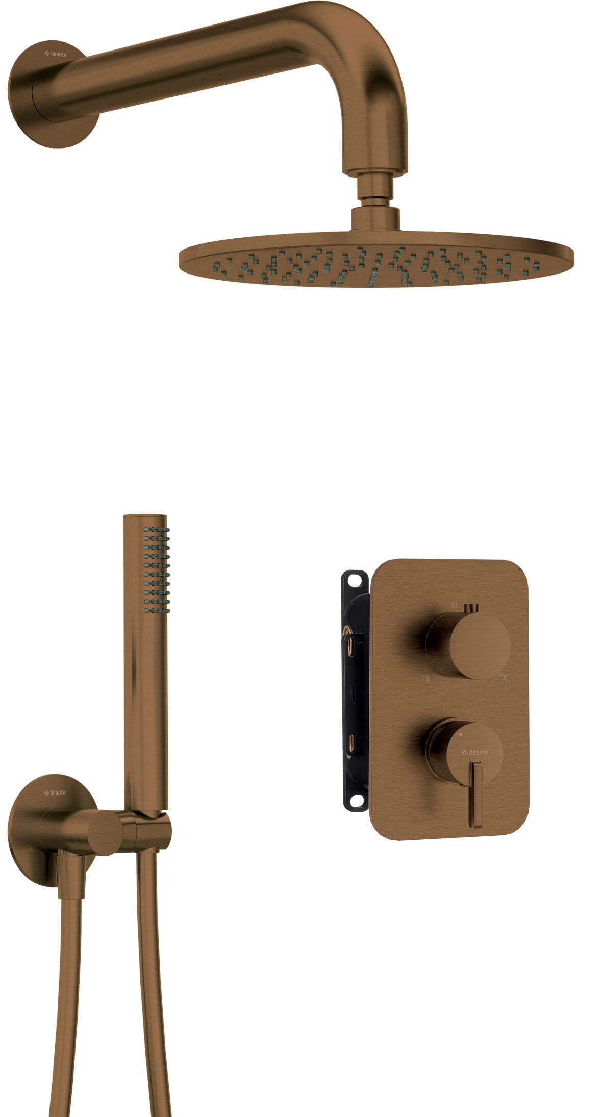 DEANTE Silia Unterputz - Duschset mit Mischbox und Kopfbrause // gebürstete Bronze // BXYYCQSM erhältlich bei Twoda Shop