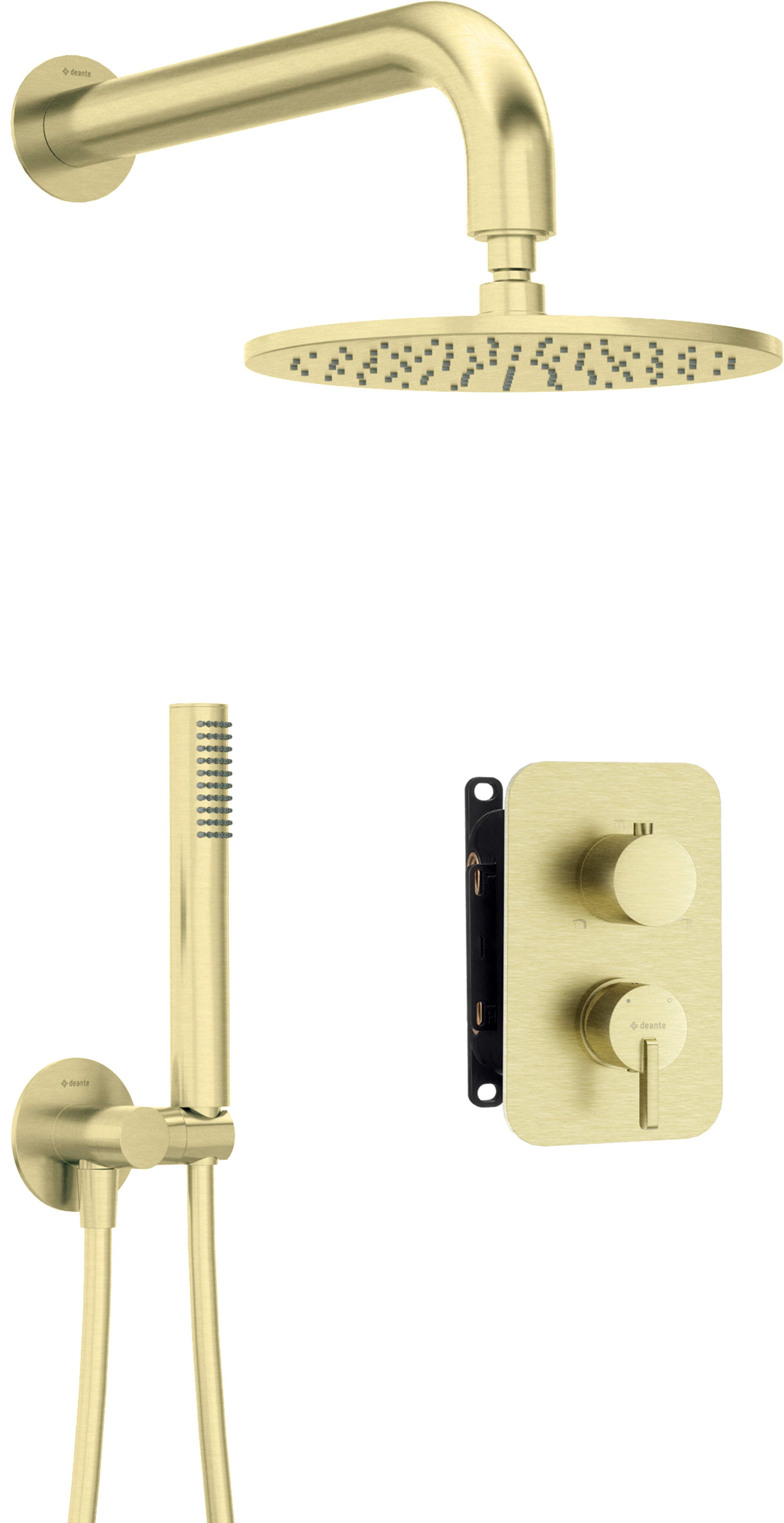 DEANTE Silia Unterputz - Duschset mit Mischbox und Kopfbrause // gebürstetes Gold // BXYYRQSM erhältlich bei Twoda Shop
