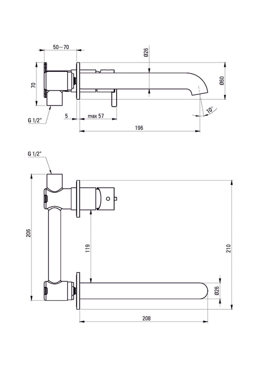 DEANTE Silia Waschtischarmatur für Unterputzmontage // Nero // BQS - N54L erhältlich bei Twoda Shop
