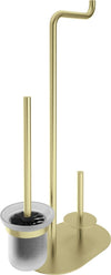 Portarrollos de papel higiénico DEANTE Silia 3 en 1 con estante y portaescobillas // Oro cepillado // ADI-R732 