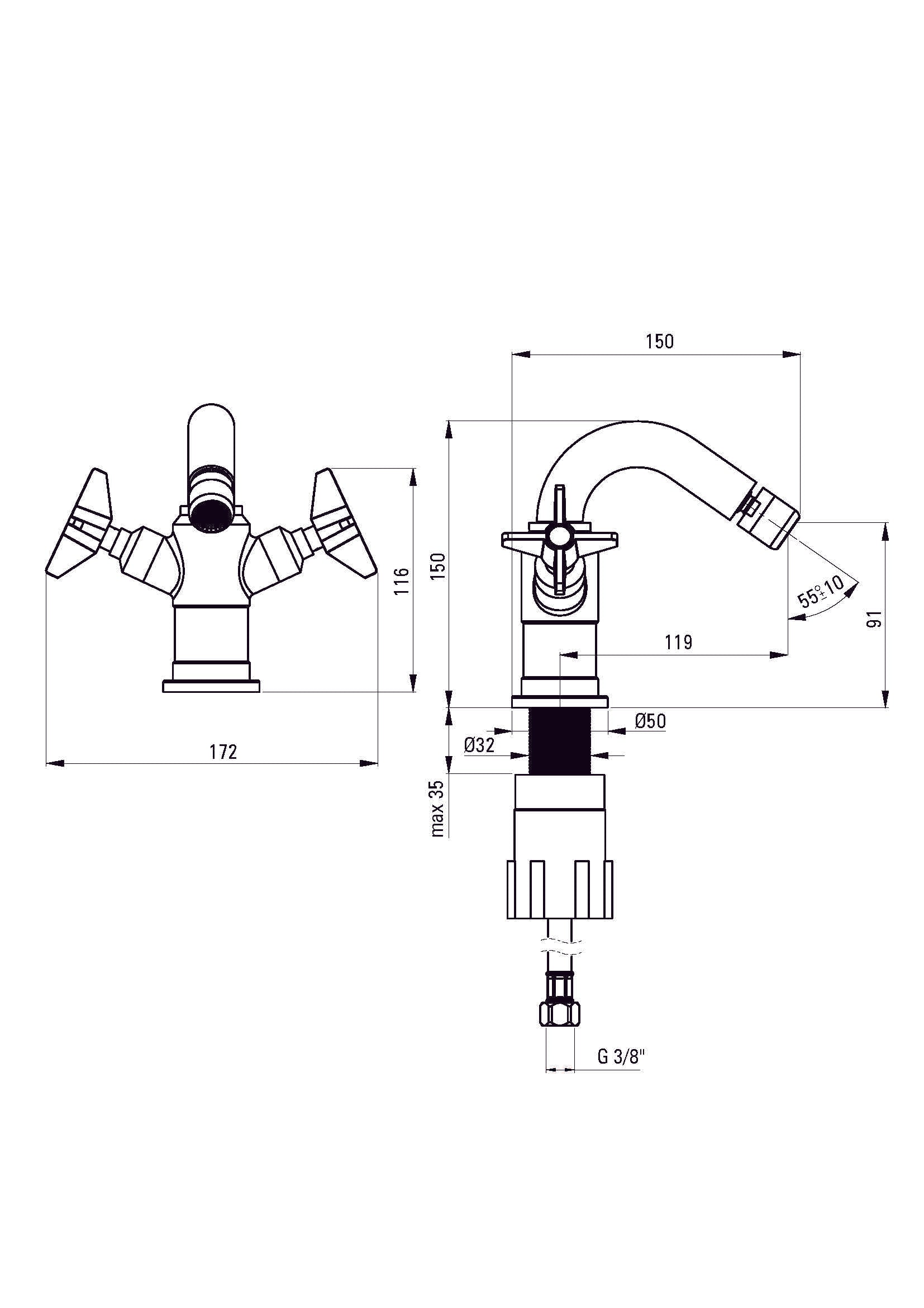 DEANTE Temisto Bidet - Armatur // Chrom // BQT - 030D erhältlich bei Twoda Shop