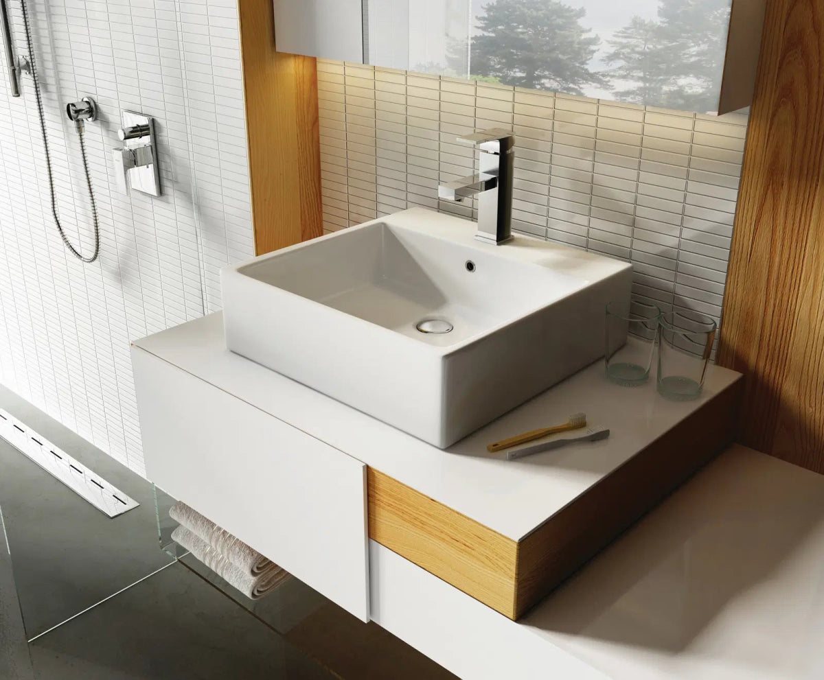 DEANTE Temisto Keramik - Waschbecken zur Aufsatz - oder Wandmontage // Weiß // CDT - 6U5S erhältlich bei Twoda Shop