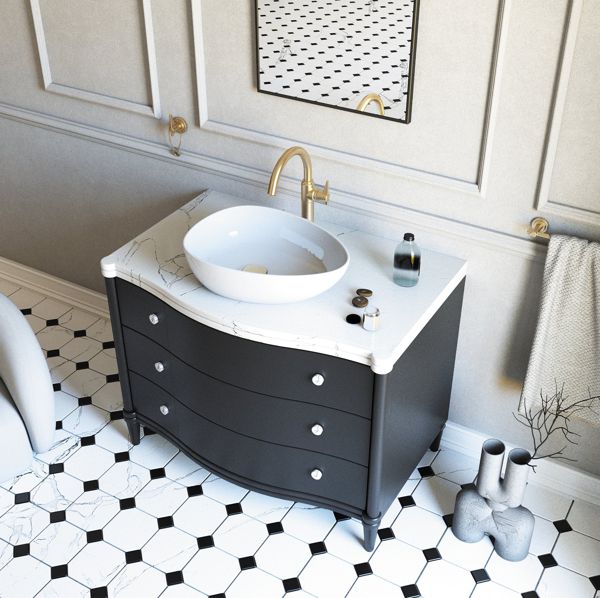 DEANTE Temisto Waschtischarmatur mit erhöhtem Korpus // Brass // BQT - M20K erhältlich bei Twoda Shop