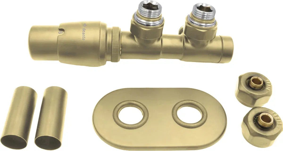 DEANTE Thermostatventil für Badheizkörper – links // Gold Matt // AGI - RZL1 erhältlich bei Twoda Shop