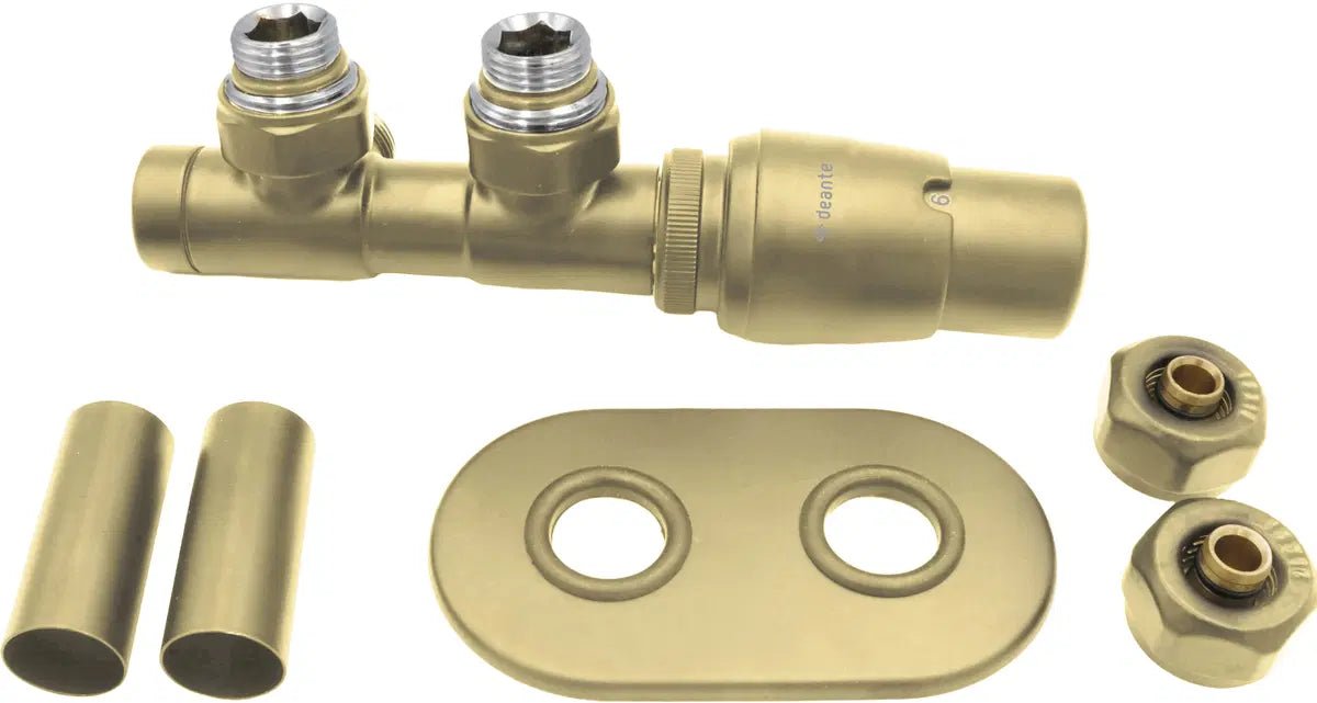 DEANTE Thermostatventil für Badheizkörper – rechts // Gold Matt // AGI - RZP1 erhältlich bei Twoda Shop